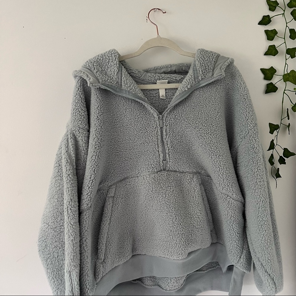 Quarter Zip Fuzzy Workout Sweat Shirt